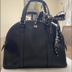 Coach black alma styled purse w/silk like Coach tie and black credit card holder